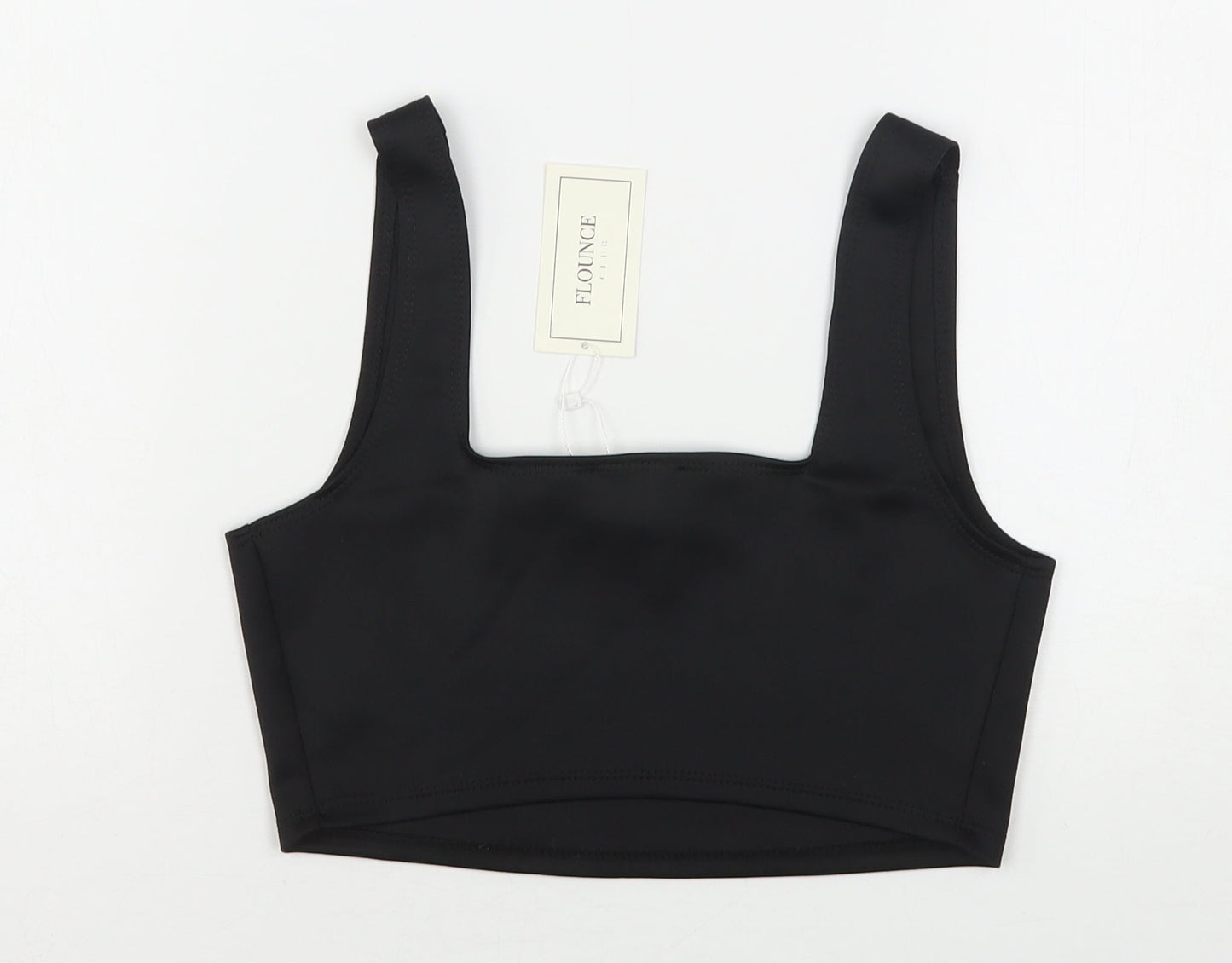 Florence Club Womens Black  Polyester Cropped Tank Size 10 Square Neck