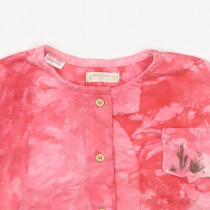 Mango Girls Pink  Cotton Basic Button-Up Size 12-18 Months Round Neck