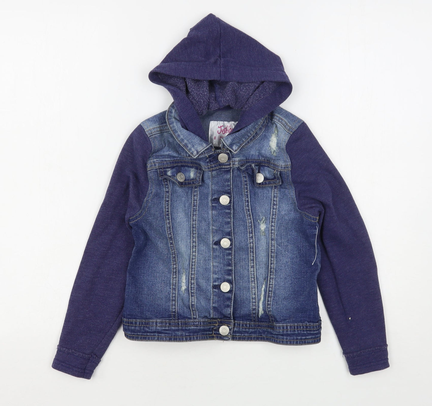 Justice Girls Blue   Jacket  Size 8 Years  Snap