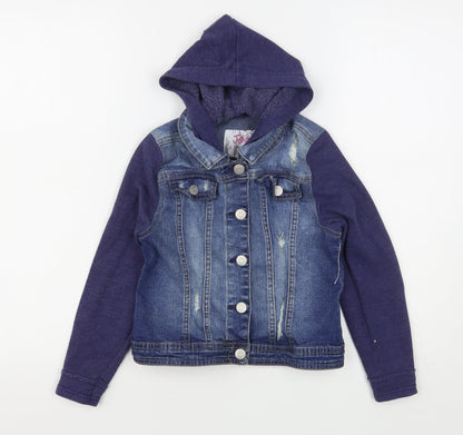 Justice Girls Blue   Jacket  Size 8 Years  Snap