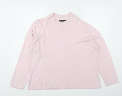 Bonmarché Womens Pink Round Neck  Acrylic Pullover Jumper Size XL