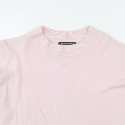 Bonmarché Womens Pink Round Neck  Acrylic Pullover Jumper Size XL