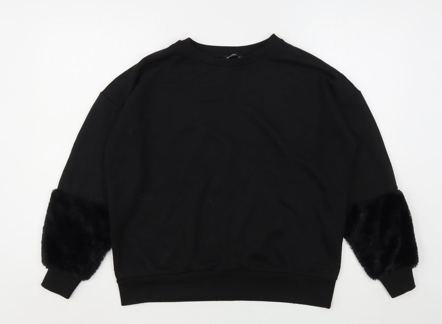 Bershka Womens Black  Polyester Pullover Sweatshirt Size S