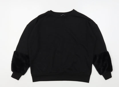 Bershka Womens Black  Polyester Pullover Sweatshirt Size S
