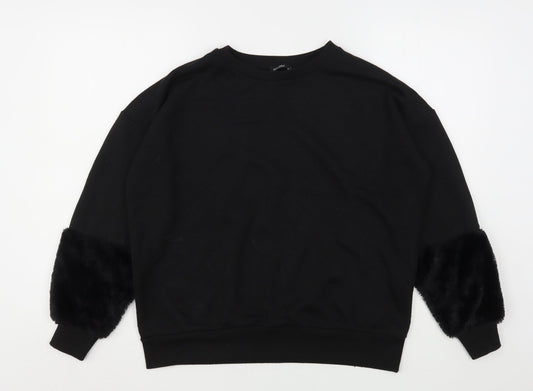 Bershka Womens Black  Polyester Pullover Sweatshirt Size S