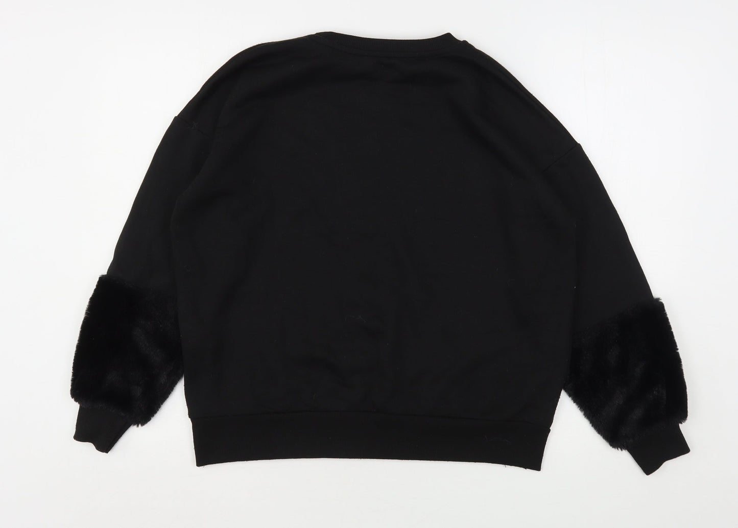 Bershka Womens Black  Polyester Pullover Sweatshirt Size S