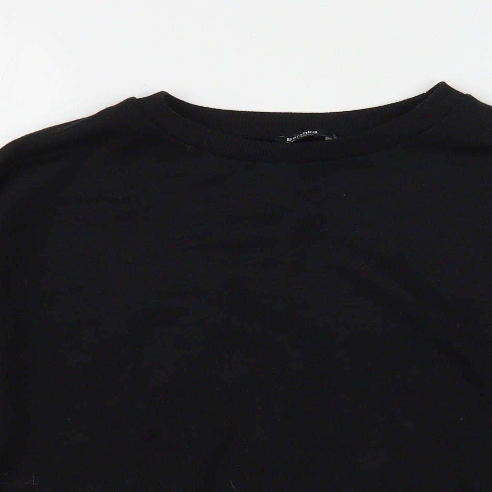 Bershka Womens Black  Polyester Pullover Sweatshirt Size S
