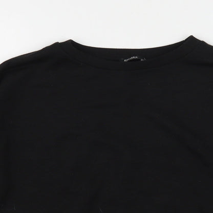 Bershka Womens Black  Polyester Pullover Sweatshirt Size S