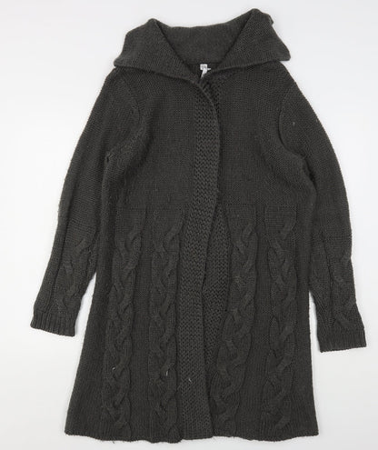 Note Womens Grey Collared  Acrylic Cardigan Jumper Size 12