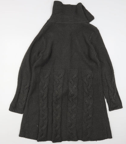 Note Womens Grey Collared  Acrylic Cardigan Jumper Size 12