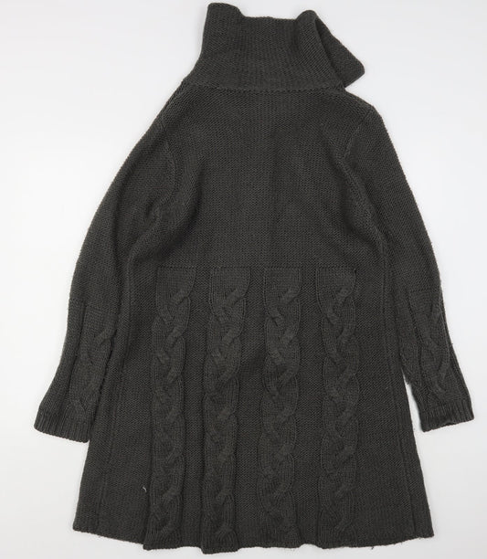 Note Womens Grey Collared  Acrylic Cardigan Jumper Size 12