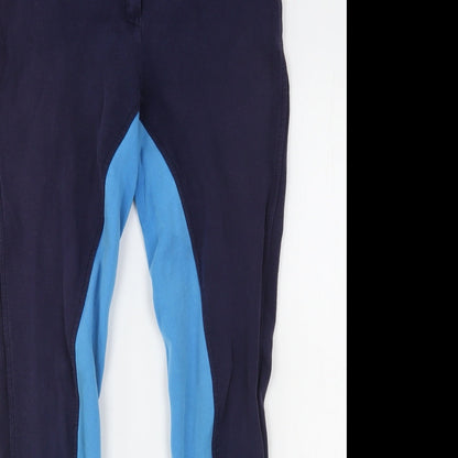Wessex Womens Blue  Cotton Trousers  Size 28 in L29 in Regular Hook & Eye - Equestrian Trousers