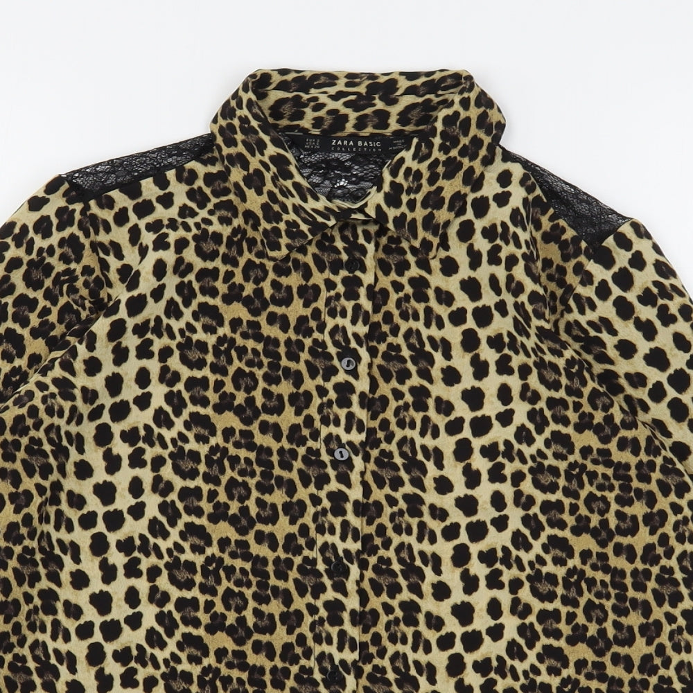 Womens UK Size S Zara Multicoloured Basic Button-Up