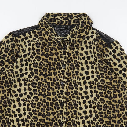 Womens UK Size S Zara Multicoloured Basic Button-Up