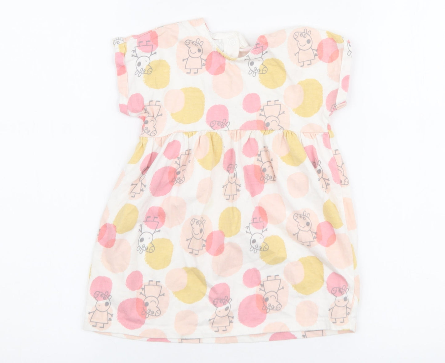 George Girls Multicoloured  100% Cotton Skater Dress  Size 12-18 Months  Round Neck Snap - Peppa pig