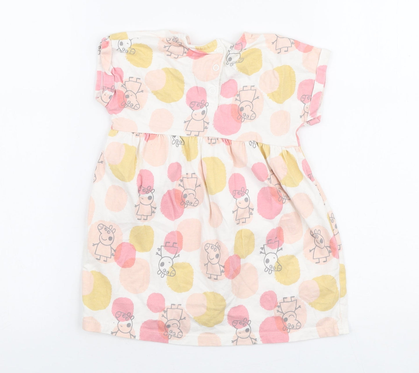 George Girls Multicoloured  100% Cotton Skater Dress  Size 12-18 Months  Round Neck Snap - Peppa pig