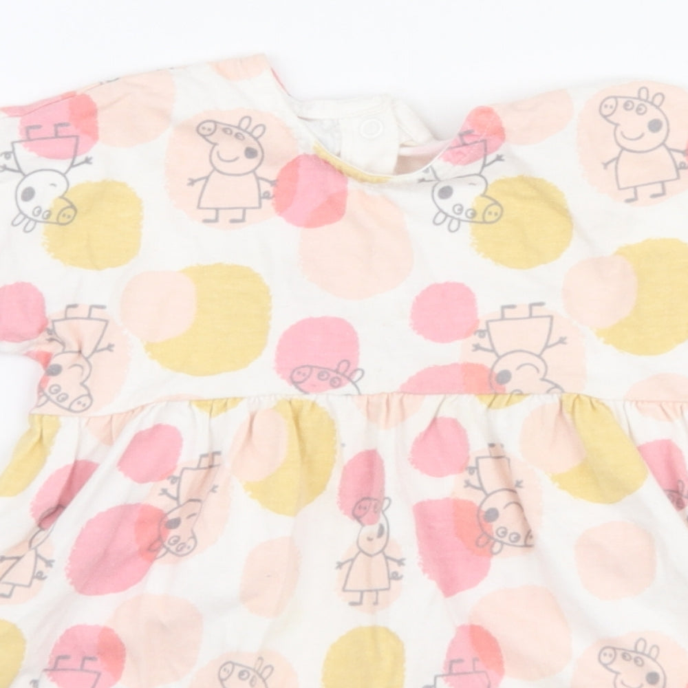 George Girls Multicoloured  100% Cotton Skater Dress  Size 12-18 Months  Round Neck Snap - Peppa pig
