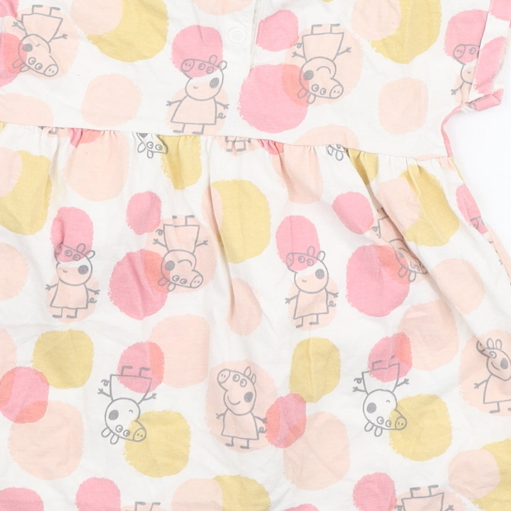 George Girls Multicoloured  100% Cotton Skater Dress  Size 12-18 Months  Round Neck Snap - Peppa pig