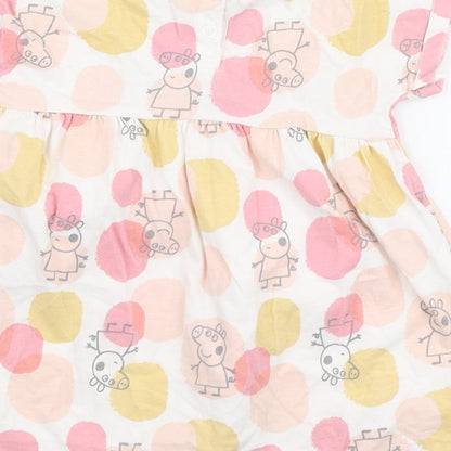 George Girls Multicoloured  100% Cotton Skater Dress  Size 12-18 Months  Round Neck Snap - Peppa pig