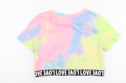 SheIn Girls Multicoloured  Polyester Cropped T-Shirt Size 6 Years Round Neck Pullover - Tie dye