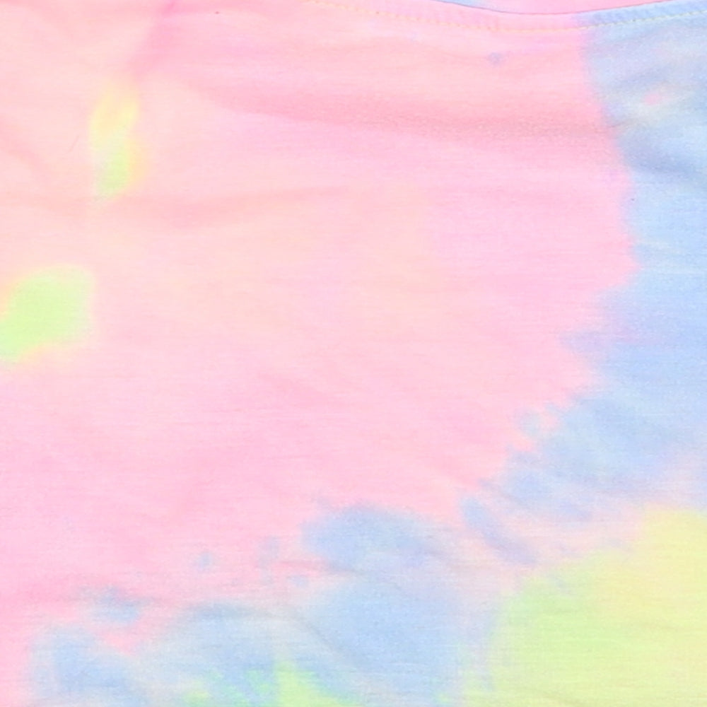 SheIn Girls Multicoloured  Polyester Cropped T-Shirt Size 6 Years Round Neck Pullover - Tie dye