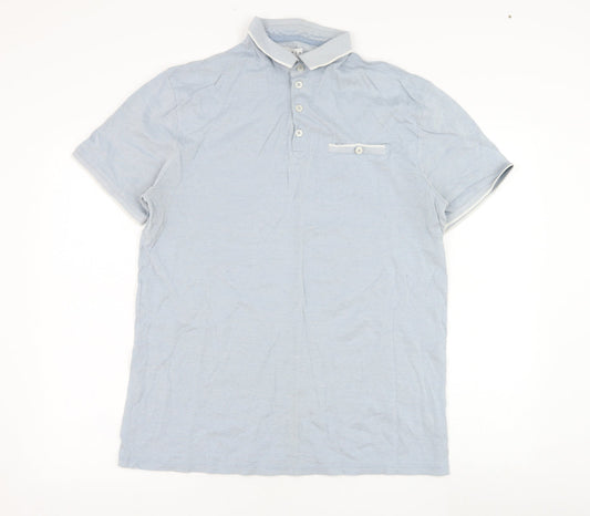 Linea Mens Blue  Cotton  Polo Size M Collared Pullover