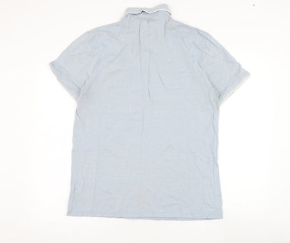 Linea Mens Blue  Cotton  Polo Size M Collared Pullover