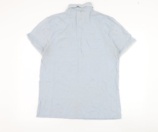 Linea Mens Blue  Cotton  Polo Size M Collared Pullover