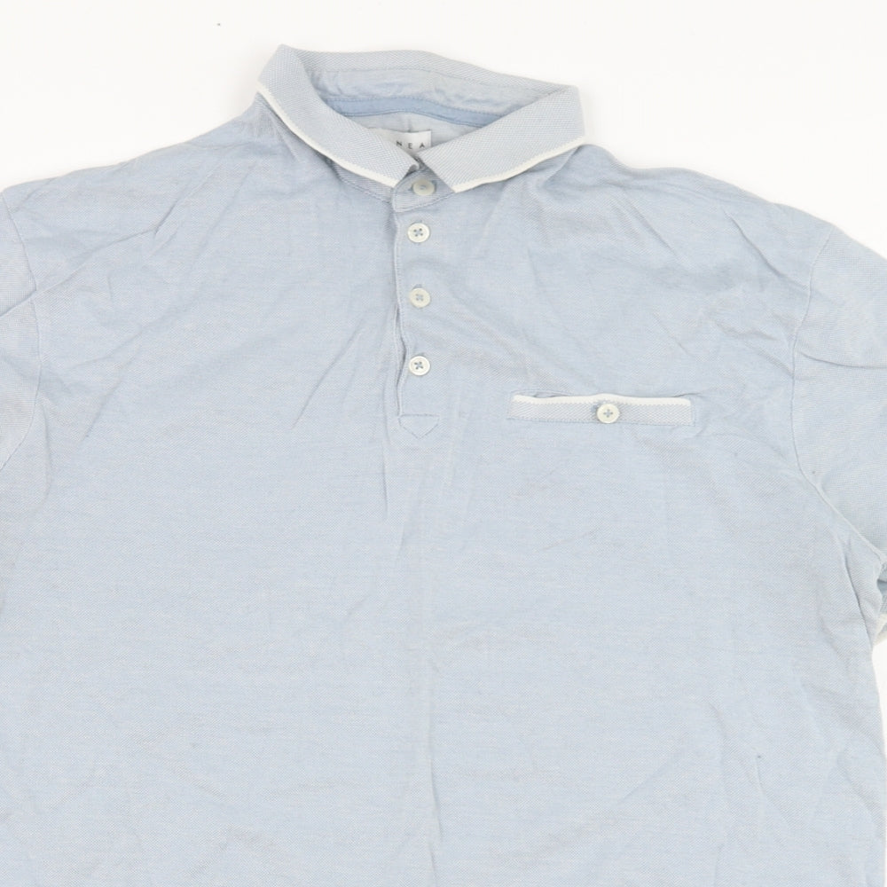 Linea Mens Blue  Cotton  Polo Size M Collared Pullover