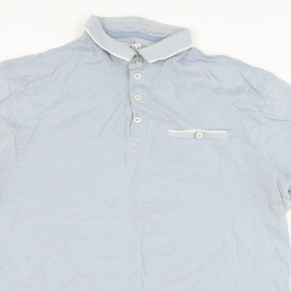 Linea Mens Blue  Cotton  Polo Size M Collared Pullover