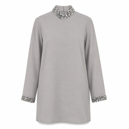 ASOS Womens Grey  Polyester Shift  Size 8  Round Neck Zip