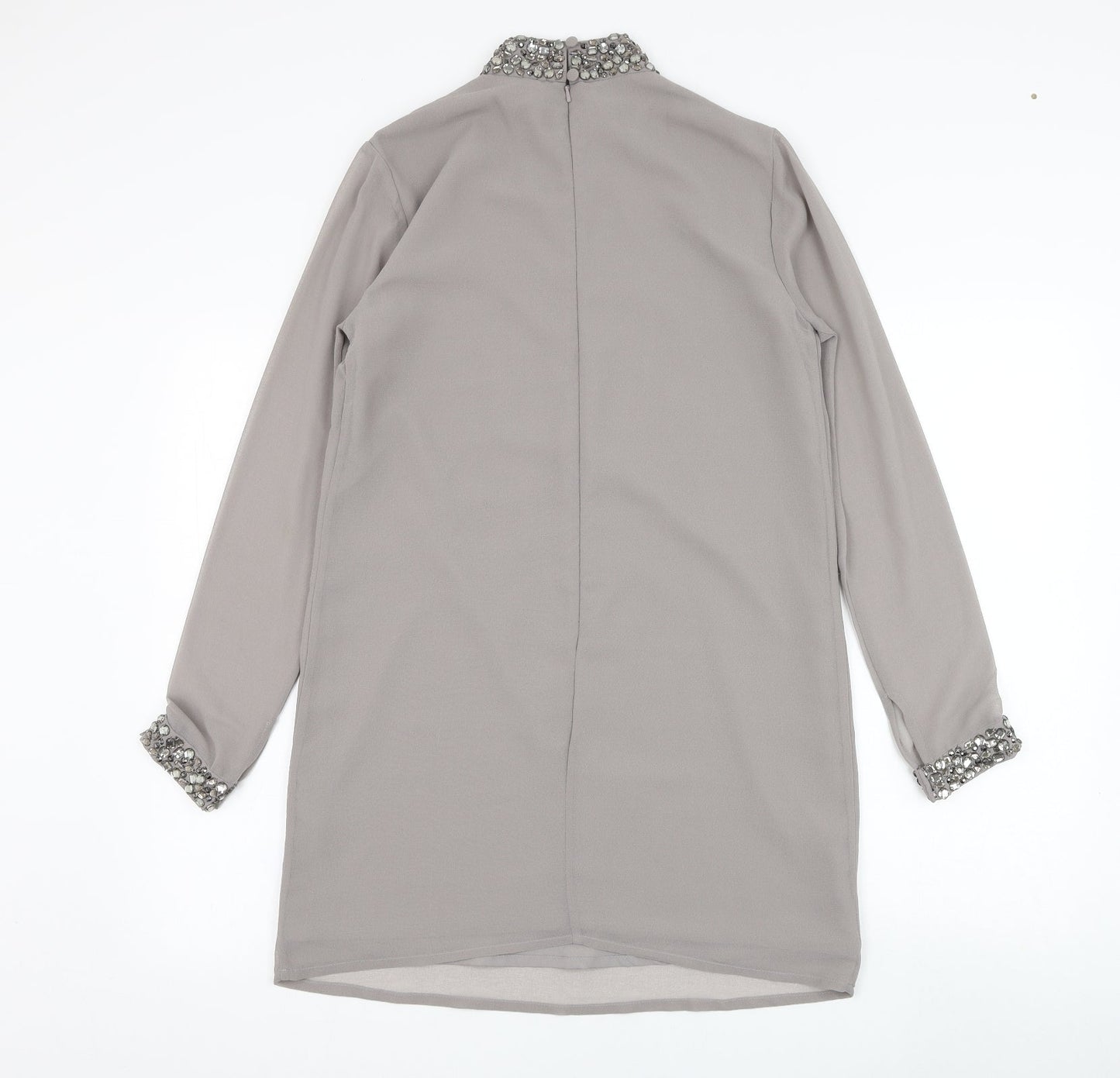 ASOS Womens Grey  Polyester Shift  Size 8  Round Neck Zip