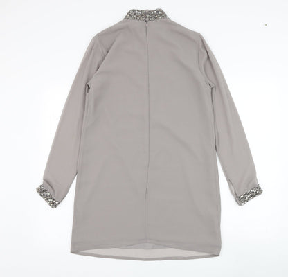 ASOS Womens Grey  Polyester Shift  Size 8  Round Neck Zip