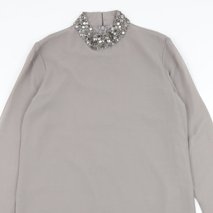 ASOS Womens Grey  Polyester Shift  Size 8  Round Neck Zip