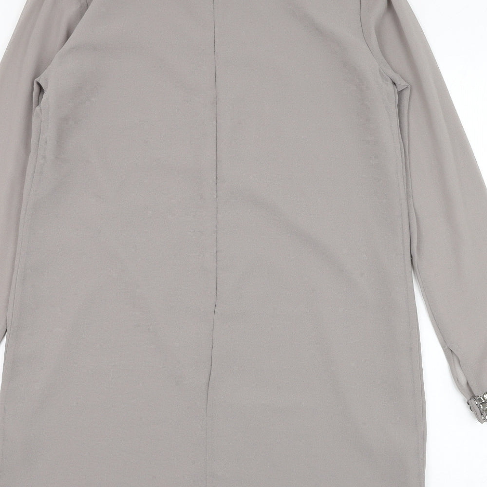 ASOS Womens Grey  Polyester Shift  Size 8  Round Neck Zip