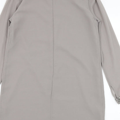 ASOS Womens Grey  Polyester Shift  Size 8  Round Neck Zip