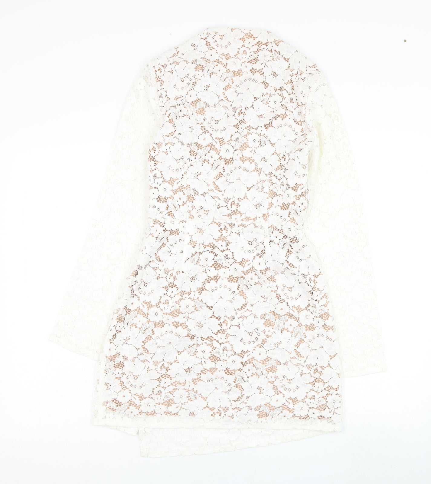 Missguided Womens White  Cotton Pencil Dress  Size 8  V-Neck Zip