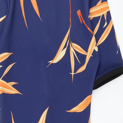Missguided Womens Blue Floral Polyester T-Shirt Dress  Size 8  Round Neck Pullover