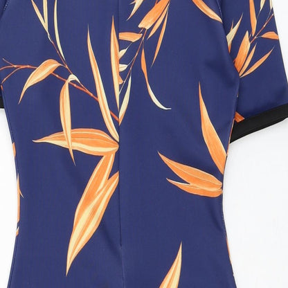 Missguided Womens Blue Floral Polyester T-Shirt Dress  Size 8  Round Neck Pullover