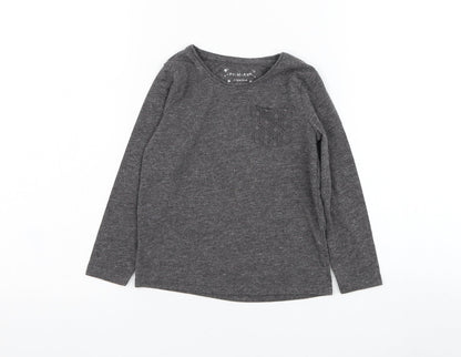 Primark Girls Grey  Polyester Basic T-Shirt Size 2-3 Years Round Neck Pullover