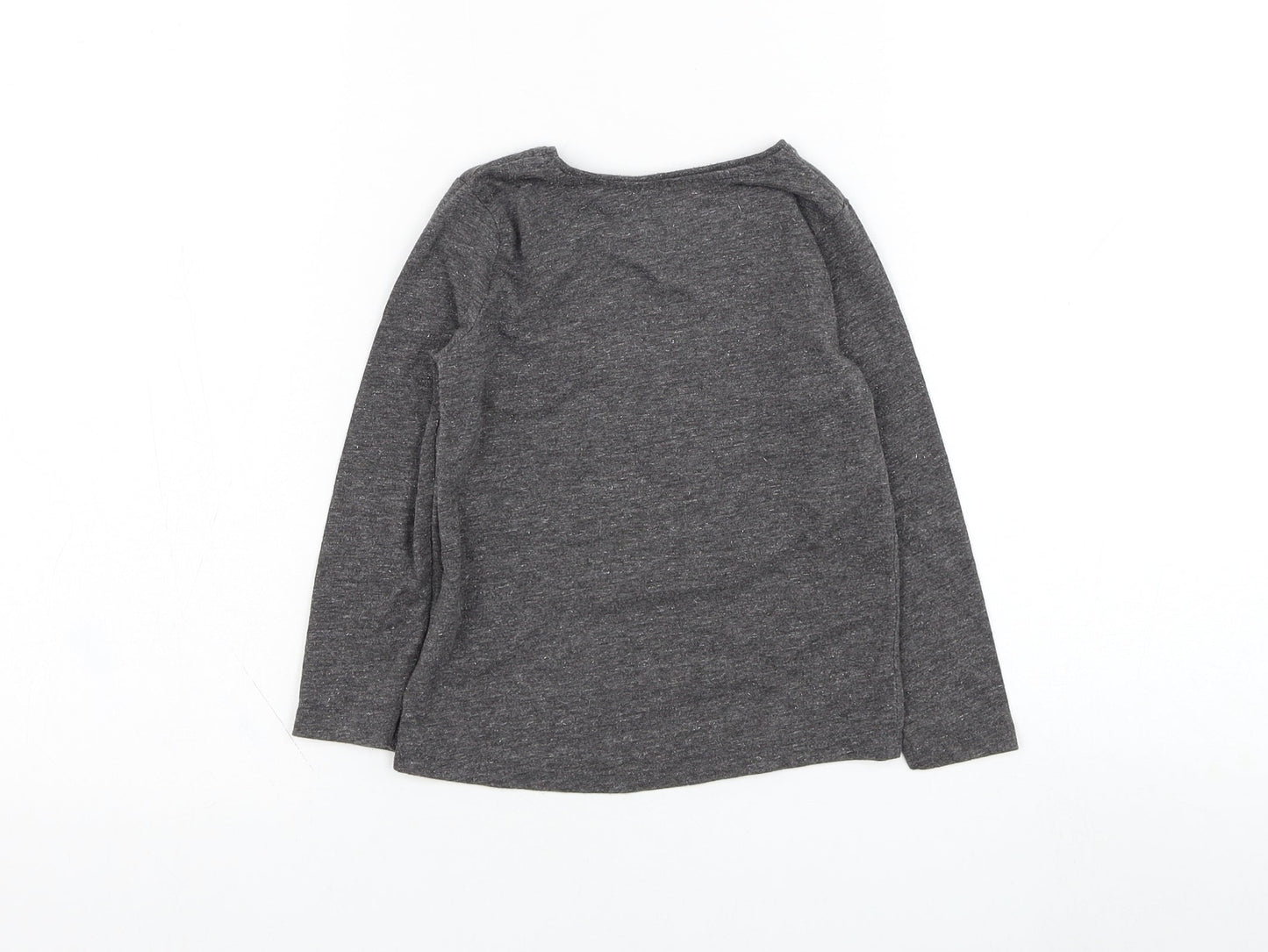 Primark Girls Grey  Polyester Basic T-Shirt Size 2-3 Years Round Neck Pullover
