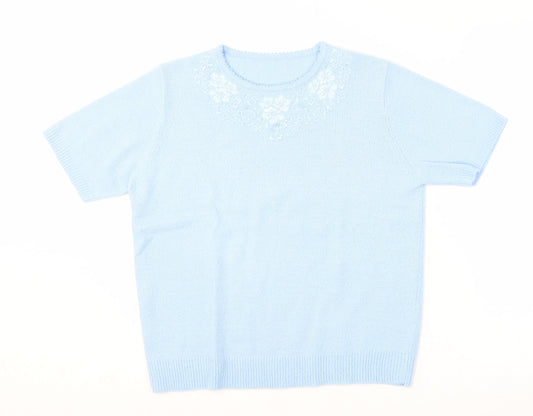 Berkertex Womens Blue  Acrylic Basic T-Shirt Size 14 Round Neck - 14/16