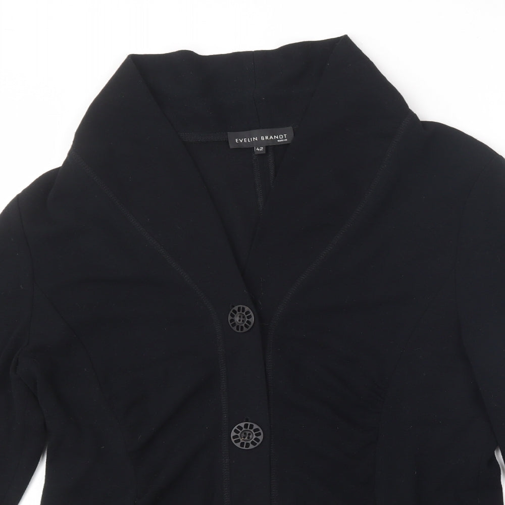 EVELIN BRANDT Womens Black V-Neck  Viscose Cardigan Jumper Size S