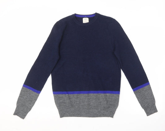 Marks and Spencer Mens Blue Round Neck  Polyester Pullover Jumper Size S