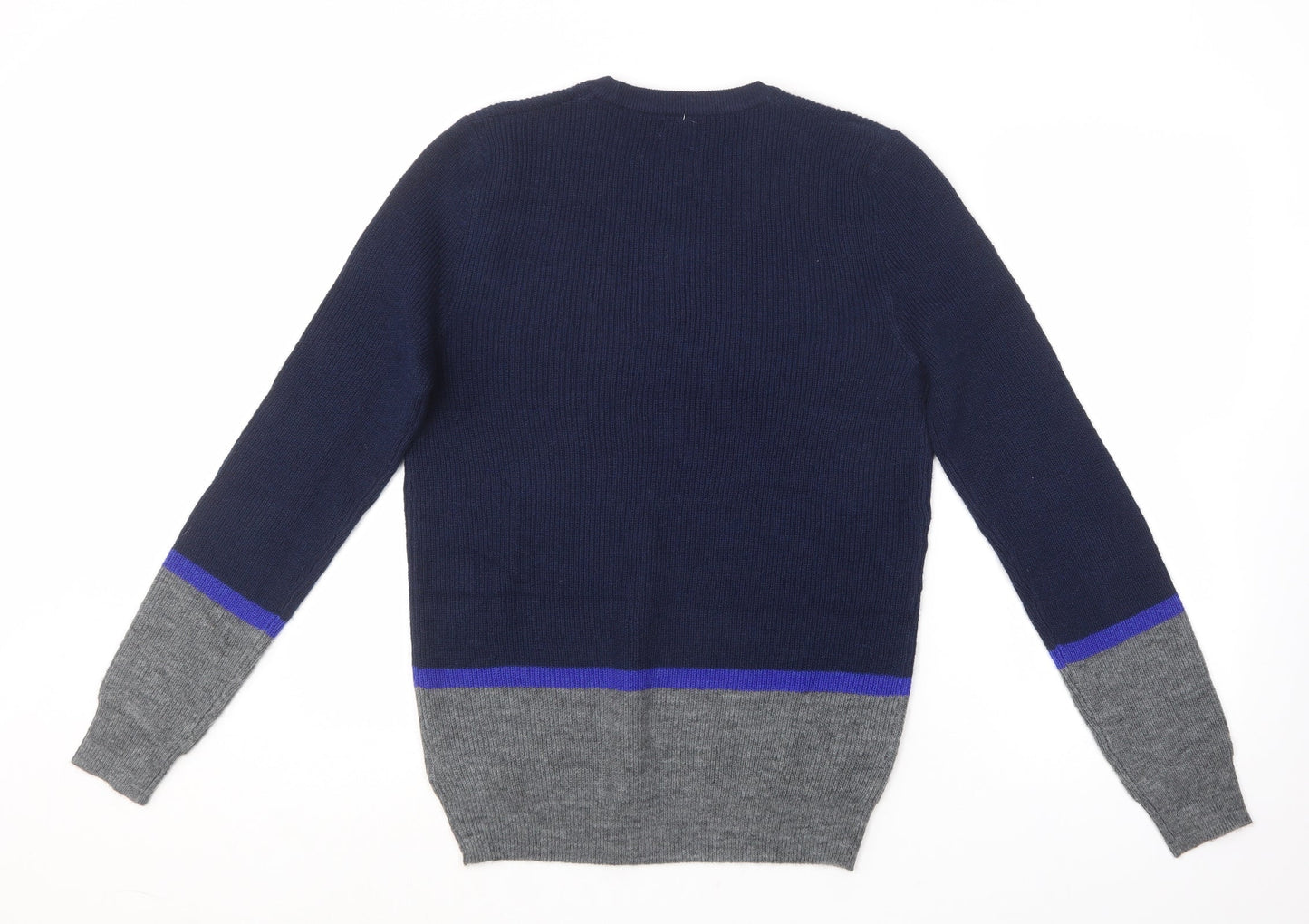 Marks and Spencer Mens Blue Round Neck  Polyester Pullover Jumper Size S