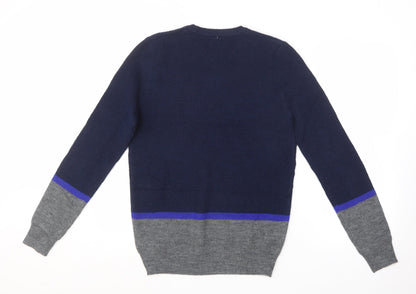 Marks and Spencer Mens Blue Round Neck  Polyester Pullover Jumper Size S