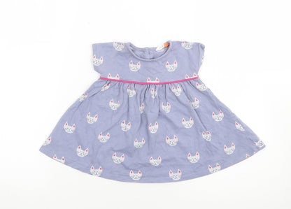 John Lewis Girls Purple Geometric 100% Cotton A-Line  Size 3-6 Months  Crew Neck Pullover - Cat