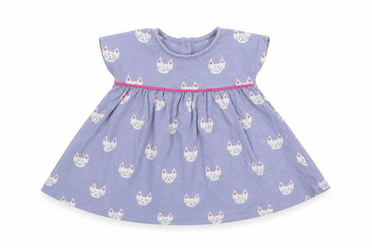 John Lewis Girls Purple Geometric 100% Cotton A-Line  Size 3-6 Months  Crew Neck Pullover - Cat