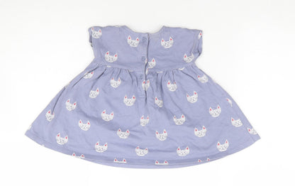 John Lewis Girls Purple Geometric 100% Cotton A-Line  Size 3-6 Months  Crew Neck Pullover - Cat