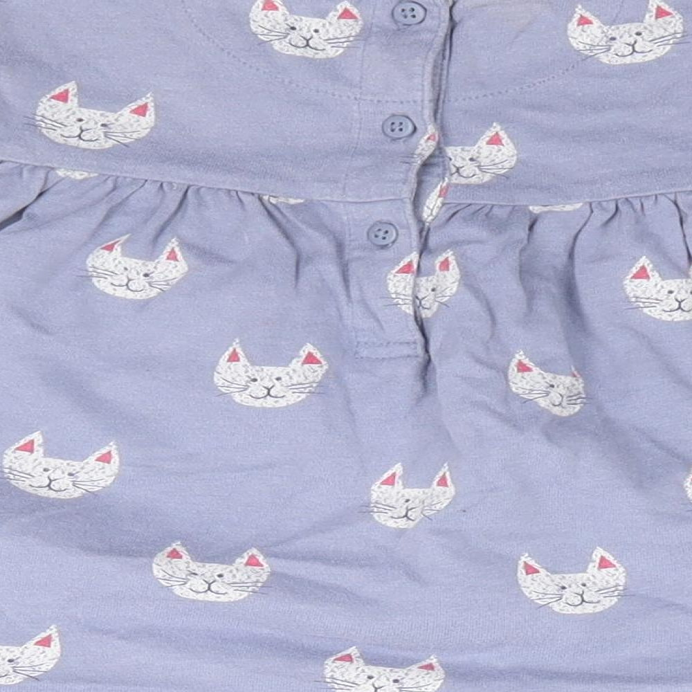 John Lewis Girls Purple Geometric 100% Cotton A-Line  Size 3-6 Months  Crew Neck Pullover - Cat